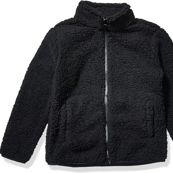 Amazon Essentials Girl's Black Sherpa Fleece Full-Zip Jacket Medium - Picture 1 of 10